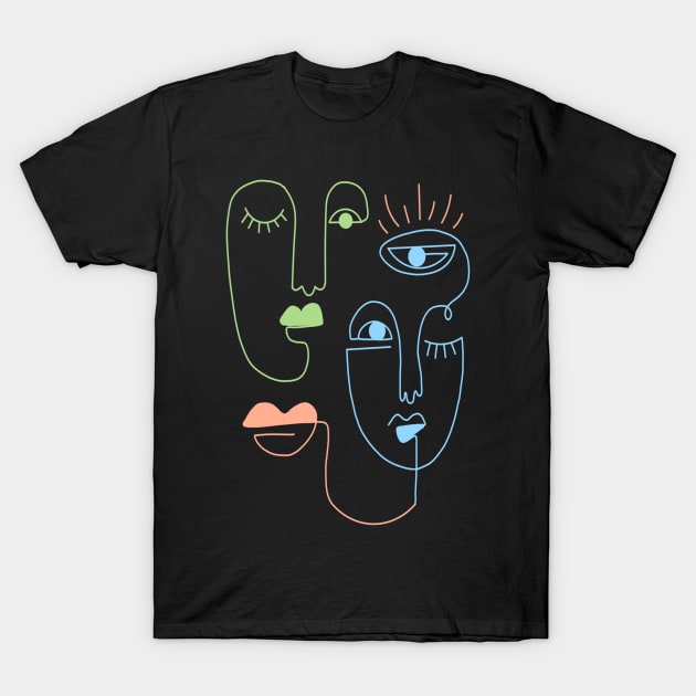 abstract face line art T-Shirt by minimalist studio